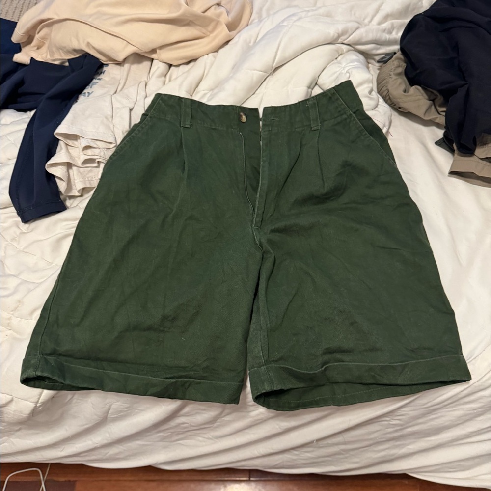 Vintage Green Casual Shorts